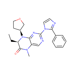 CC[C@@H]1C(=O)N(C)c2cnc(-n3ccnc3-c3ccccc3)nc2N1[C@H]1CCOC1 ZINC000096272674