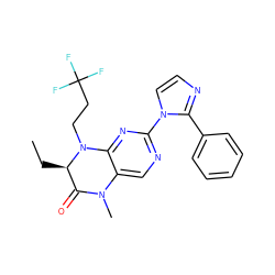 CC[C@@H]1C(=O)N(C)c2cnc(-n3ccnc3-c3ccccc3)nc2N1CCC(F)(F)F ZINC000096272678