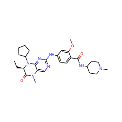 CC[C@@H]1C(=O)N(C)c2cnc(Nc3ccc(C(=O)NC4CCN(C)CC4)c(OC)c3)nc2N1C1CCCC1 ZINC000473088985