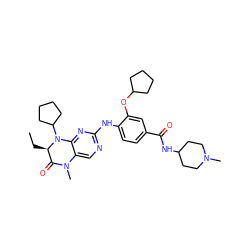 CC[C@@H]1C(=O)N(C)c2cnc(Nc3ccc(C(=O)NC4CCN(C)CC4)cc3OC3CCCC3)nc2N1C1CCCC1 ZINC000473088536