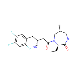 CC[C@@H]1C(=O)NC[C@@H](C)CN1C(=O)C[C@H](N)Cc1cc(F)c(F)cc1F ZINC000014958905