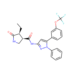 CC[C@@H]1C(=O)NC[C@@H]1C(=O)Nc1cc(-c2cccc(OC(F)(F)F)c2)n(-c2ccccc2)n1 ZINC000169707220