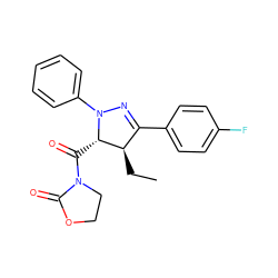 CC[C@@H]1C(c2ccc(F)cc2)=NN(c2ccccc2)[C@H]1C(=O)N1CCOC1=O ZINC000013813794