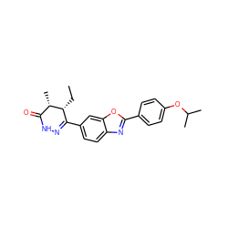 CC[C@@H]1C(c2ccc3nc(-c4ccc(OC(C)C)cc4)oc3c2)=NNC(=O)[C@@H]1C ZINC000168929215