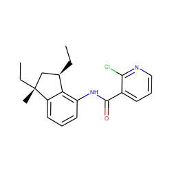 CC[C@@H]1C[C@@](C)(CC)c2cccc(NC(=O)c3cccnc3Cl)c21 ZINC000103178578