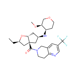 CC[C@@H]1C[C@@]2(C(=O)N3CCc4ncc(C(F)(F)F)cc4C3)C[C@H](N[C@@H]3CCOC[C@@H]3OC)C[C@H]2O1 ZINC000169334718