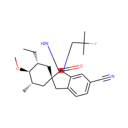 CC[C@@H]1C[C@@]2(Cc3ccc(C#N)cc3[C@]23N=C(N)N(CC(C)(C)F)C3=O)C[C@H](C)[C@H]1OC ZINC000143443912