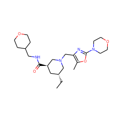 CC[C@@H]1C[C@@H](C(=O)NCC2CCOCC2)CN(Cc2nc(N3CCOCC3)oc2C)C1 ZINC000071341395