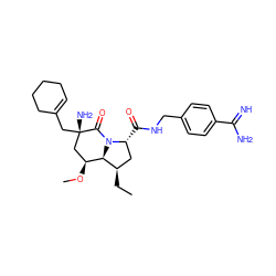 CC[C@@H]1C[C@@H](C(=O)NCc2ccc(C(=N)N)cc2)N2C(=O)[C@@](N)(CC3=CCCCC3)C[C@H](OC)[C@H]12 ZINC000013818749