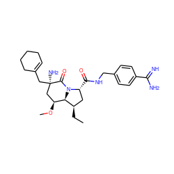 CC[C@@H]1C[C@@H](C(=O)NCc2ccc(C(=N)N)cc2)N2C(=O)[C@](N)(CC3=CCCCC3)C[C@H](OC)[C@H]12 ZINC000013818743