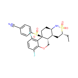 CC[C@@H]1C[C@@H]2[C@@H](CC[C@@]3(S(=O)(=O)c4ccc(C#N)cc4)c4c(F)ccc(F)c4OC[C@@H]23)NS1(=O)=O ZINC000068246017
