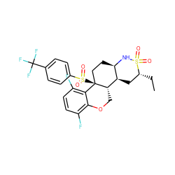 CC[C@@H]1C[C@@H]2[C@@H](CC[C@@]3(S(=O)(=O)c4ccc(C(F)(F)F)cc4)c4c(F)ccc(F)c4OC[C@@H]23)NS1(=O)=O ZINC000049793320