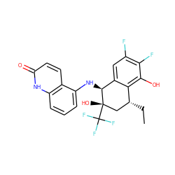 CC[C@@H]1C[C@](O)(C(F)(F)F)[C@@H](Nc2cccc3[nH]c(=O)ccc23)c2cc(F)c(F)c(O)c21 ZINC000115687217