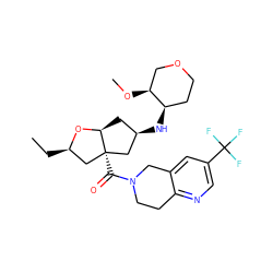 CC[C@@H]1C[C@]2(C(=O)N3CCc4ncc(C(F)(F)F)cc4C3)C[C@H](N[C@@H]3CCOC[C@@H]3OC)C[C@@H]2O1 ZINC000221264407