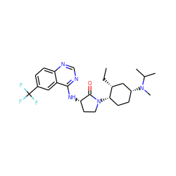 CC[C@@H]1C[C@H](N(C)C(C)C)CC[C@@H]1N1CC[C@H](Nc2ncnc3ccc(C(F)(F)F)cc23)C1=O ZINC000165482609