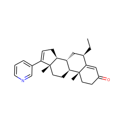 CC[C@@H]1C[C@H]2[C@@H]3CC=C(c4cccnc4)[C@@]3(C)CC[C@@H]2[C@@]2(C)CCC(=O)C=C12 ZINC000141043681