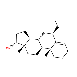 CC[C@@H]1C[C@H]2[C@@H]3CC[C@@H](O)[C@@]3(C)CC[C@@H]2[C@@]2(C)CCCC=C12 ZINC000014946938