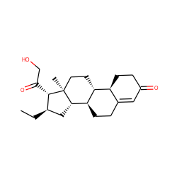 CC[C@@H]1C[C@H]2[C@@H]3CCC4=CC(=O)CC[C@@H]4[C@H]3CC[C@]2(C)[C@H]1C(=O)CO ZINC000005923449