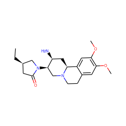 CC[C@@H]1CC(=O)N([C@@H]2CN3CCc4cc(OC)c(OC)cc4[C@@H]3C[C@@H]2N)C1 ZINC000045374829