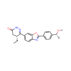 CC[C@@H]1CC(=O)NN=C1c1ccc2nc(-c3ccc([C@@H](C)OC)cc3)oc2c1 ZINC000139565003