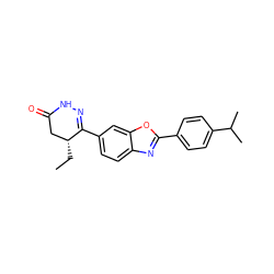 CC[C@@H]1CC(=O)NN=C1c1ccc2nc(-c3ccc(C(C)C)cc3)oc2c1 ZINC000168470489