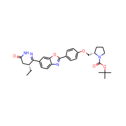 CC[C@@H]1CC(=O)NN=C1c1ccc2nc(-c3ccc(OC[C@@H]4CCCN4C(=O)OC(C)(C)C)cc3)oc2c1 ZINC000168839838