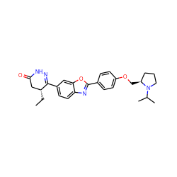 CC[C@@H]1CC(=O)NN=C1c1ccc2nc(-c3ccc(OC[C@H]4CCCN4C(C)C)cc3)oc2c1 ZINC000139618939