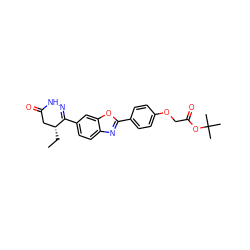 CC[C@@H]1CC(=O)NN=C1c1ccc2nc(-c3ccc(OCC(=O)OC(C)(C)C)cc3)oc2c1 ZINC000139367754