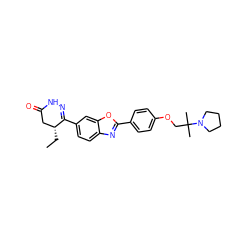 CC[C@@H]1CC(=O)NN=C1c1ccc2nc(-c3ccc(OCC(C)(C)N4CCCC4)cc3)oc2c1 ZINC000168465876