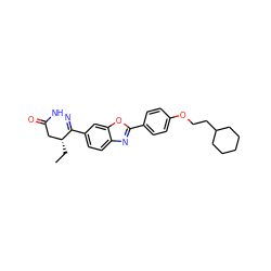 CC[C@@H]1CC(=O)NN=C1c1ccc2nc(-c3ccc(OCCC4CCCCC4)cc3)oc2c1 ZINC000169161774