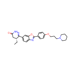 CC[C@@H]1CC(=O)NN=C1c1ccc2nc(-c3ccc(OCCCN4CCCCC4)cc3)oc2c1 ZINC000139337740