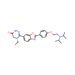 CC[C@@H]1CC(=O)NN=C1c1ccc2nc(-c3ccc(OCCN(C(C)C)C(C)C)cc3)oc2c1 ZINC000072318298