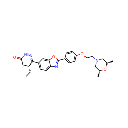 CC[C@@H]1CC(=O)NN=C1c1ccc2nc(-c3ccc(OCCN4C[C@H](C)O[C@H](C)C4)cc3)oc2c1 ZINC000168519545