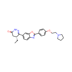 CC[C@@H]1CC(=O)NN=C1c1ccc2nc(-c3ccc(OCCN4CCCC4)cc3)oc2c1 ZINC000139338141