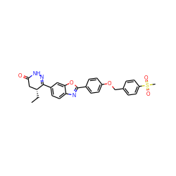 CC[C@@H]1CC(=O)NN=C1c1ccc2nc(-c3ccc(OCc4ccc(S(C)(=O)=O)cc4)cc3)oc2c1 ZINC000168493381