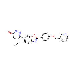 CC[C@@H]1CC(=O)NN=C1c1ccc2nc(-c3ccc(OCc4cccnc4)cc3)oc2c1 ZINC000204175682