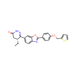 CC[C@@H]1CC(=O)NN=C1c1ccc2nc(-c3ccc(OCc4cccs4)cc3)oc2c1 ZINC000168851870