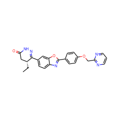 CC[C@@H]1CC(=O)NN=C1c1ccc2nc(-c3ccc(OCc4ncccn4)cc3)oc2c1 ZINC000168859804