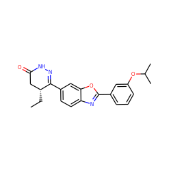 CC[C@@H]1CC(=O)NN=C1c1ccc2nc(-c3cccc(OC(C)C)c3)oc2c1 ZINC000169019921