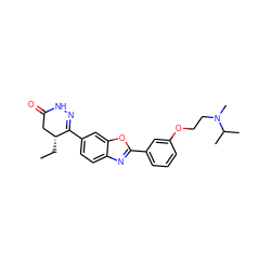 CC[C@@H]1CC(=O)NN=C1c1ccc2nc(-c3cccc(OCCN(C)C(C)C)c3)oc2c1 ZINC000168892337