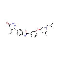 CC[C@@H]1CC(=O)NN=C1c1ccc2nc(-c3cccc(OCCN(CC(C)C)CC(C)C)c3)oc2c1 ZINC000169022531