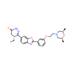 CC[C@@H]1CC(=O)NN=C1c1ccc2nc(-c3cccc(OCCN4C[C@H](C)O[C@H](C)C4)c3)oc2c1 ZINC000168981752