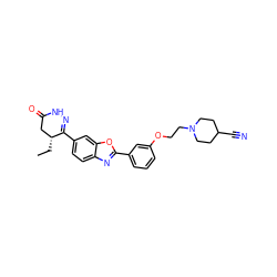 CC[C@@H]1CC(=O)NN=C1c1ccc2nc(-c3cccc(OCCN4CCC(C#N)CC4)c3)oc2c1 ZINC000169176742