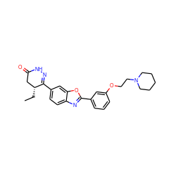 CC[C@@H]1CC(=O)NN=C1c1ccc2nc(-c3cccc(OCCN4CCCCC4)c3)oc2c1 ZINC000168527372