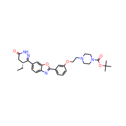 CC[C@@H]1CC(=O)NN=C1c1ccc2nc(-c3cccc(OCCN4CCN(C(=O)OC(C)(C)C)CC4)c3)oc2c1 ZINC000139423166