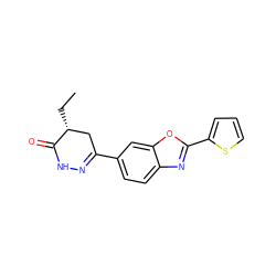 CC[C@@H]1CC(c2ccc3nc(-c4cccs4)oc3c2)=NNC1=O ZINC000168587560