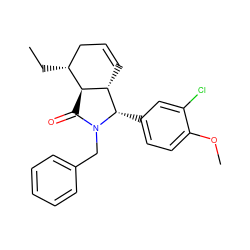 CC[C@@H]1CC=C[C@H]2[C@H]1C(=O)N(Cc1ccccc1)[C@H]2c1ccc(OC)c(Cl)c1 ZINC000013662056