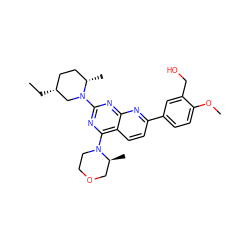 CC[C@@H]1CC[C@H](C)N(c2nc(N3CCOC[C@@H]3C)c3ccc(-c4ccc(OC)c(CO)c4)nc3n2)C1 ZINC000138736008