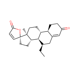 CC[C@@H]1CC2=CC(=O)CC[C@@H]2[C@H]2CC[C@@]3(C)[C@@H](CC[C@@]34C=CC(=O)O4)[C@@H]21 ZINC000261124998