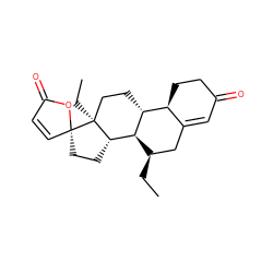 CC[C@@H]1CC2=CC(=O)CC[C@@H]2[C@H]2CC[C@@]3(CC)[C@@H](CC[C@@]34C=CC(=O)O4)[C@@H]21 ZINC000261159338